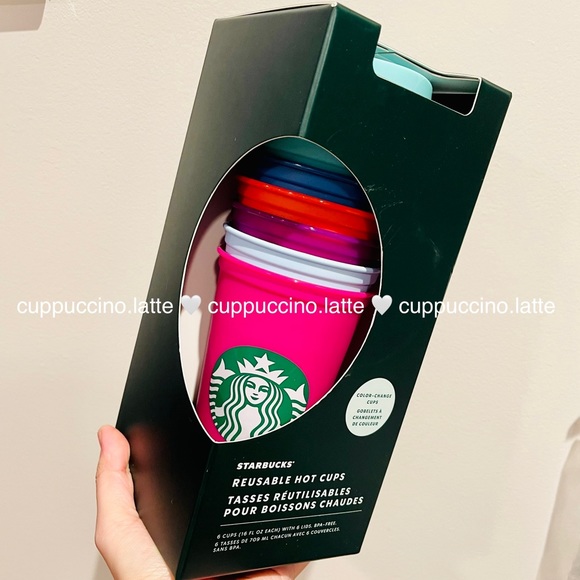 🌈NEW✨Starbucks 2023 Valentines ‘Reusable Color Changing Hot Cups Pack of 6” - Picture 6 of 9